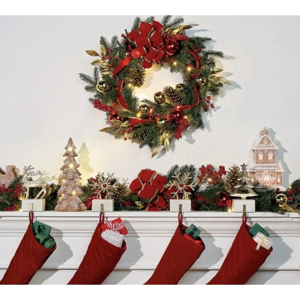 Sandra Lee 6' Classic Christmas Garland with LED Lights